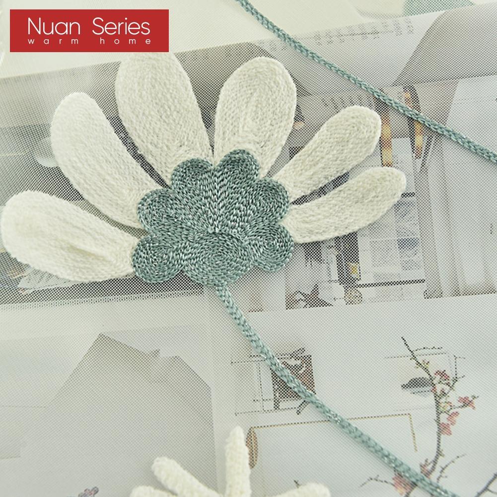 1 Stück Nuan-Serie, 10–20 % Verdunkelung, Ins-Stil, elegant und frisch, bestickt, leicht, weiß, durchsichtig, mit Haken, für Wohnzimmer, Schlafzimmer, Heimdekoration