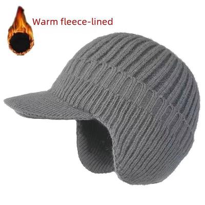 Men's Knitted Wool Hat with Ear Protection for Autumn and Winter - Velvet-Lined and Thickened for Warmth; Ideal Outdoor Hat for the Elderly.
