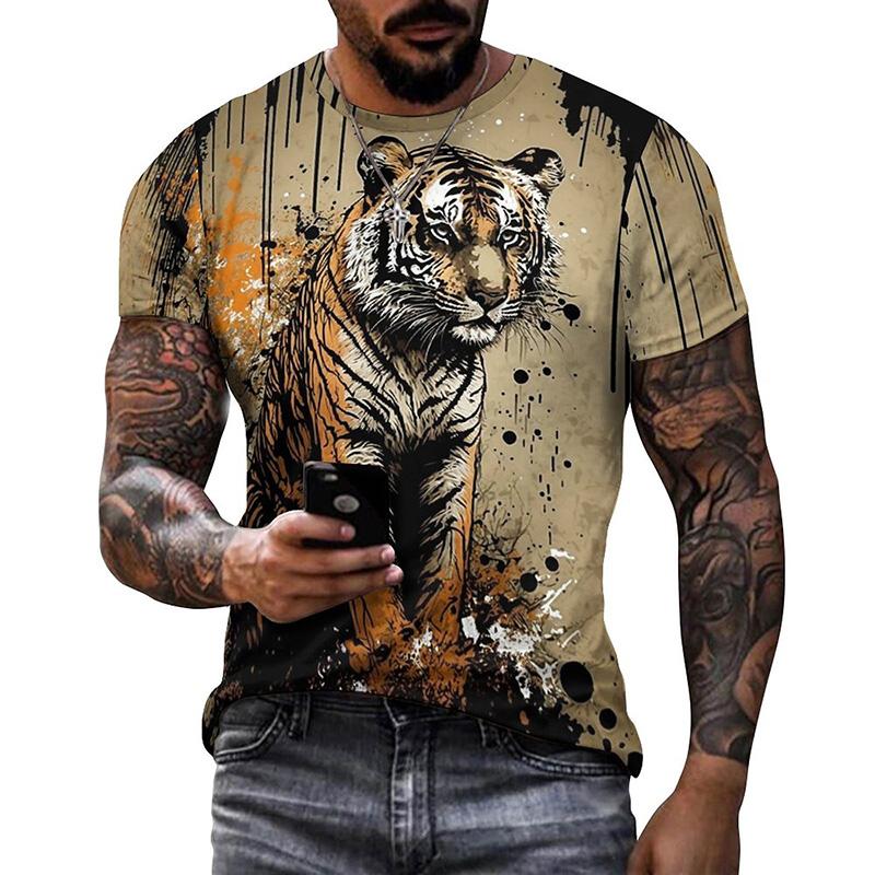 Colorful Animal 3D Printed T-shirt Men Women Summer Casual Cat Dog T Shirts Kids Oversized Round Neck Short Sleeve Tee Tops
