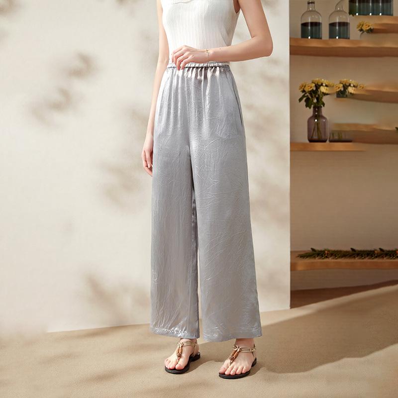 

Модное дизайнерское чутье модные повседневные брюки женские весенне-летние новые темперамент однотонные эластичная талия широкие брюки XXL серый