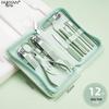 Stainless Steel Manicure Set with Nail Clippers, File, and Tools In Zipper Bag.