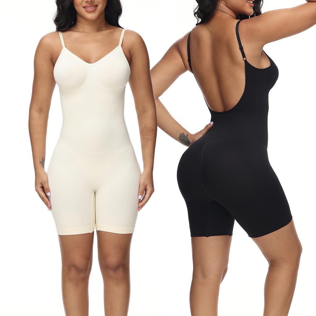 Ryggløs Shapewear Bodysuit for kvinner Magekontroll Shorts Sømløs Body Shaper Ermeløse Jumpsuits Overdeler Low Back Shaper