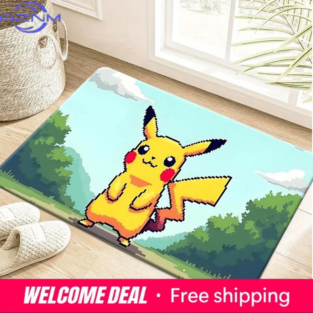 Pixel Style Pokemon Pikachu Scenery Print Absorbent Non-slip Soft Indoor Home Bathroom Floor Doormat Rug 40cm x 60cm