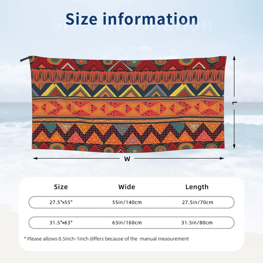 Tribal Ethnic (earth Colors) Beach Towel Soft Microfiber Quick Dry Absorbent Quick Towels For Pool
