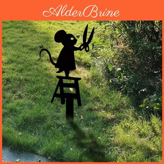 Garden Stake Decorative Metal Ant Mouse With Scissors Sign Black Ant Silhouette Sign With Stake For Patio Yard Lawn Art Decoration