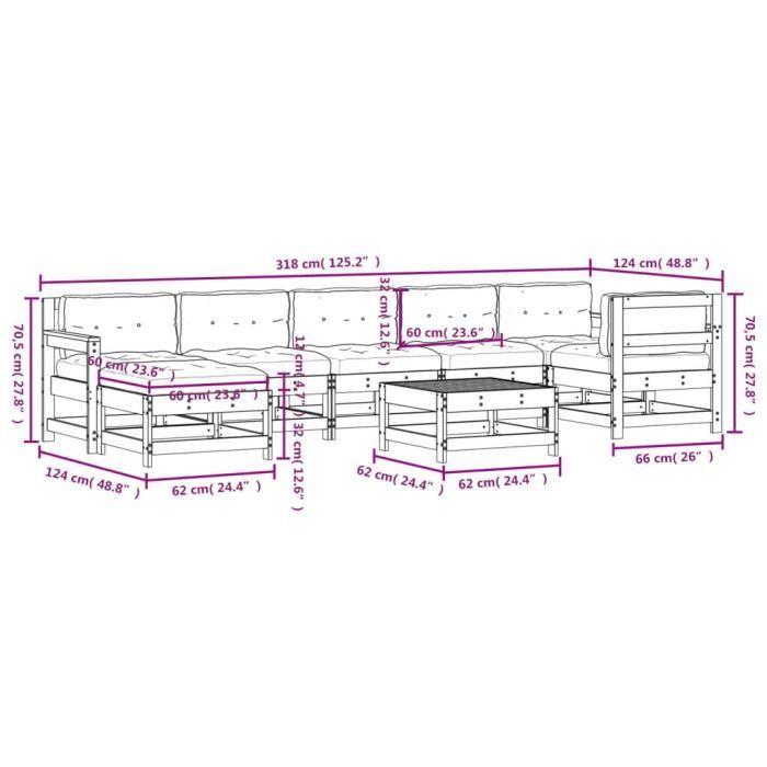 VidaXL Salon de jardin 8 pcs avec coussins bois massif douglas 3185890