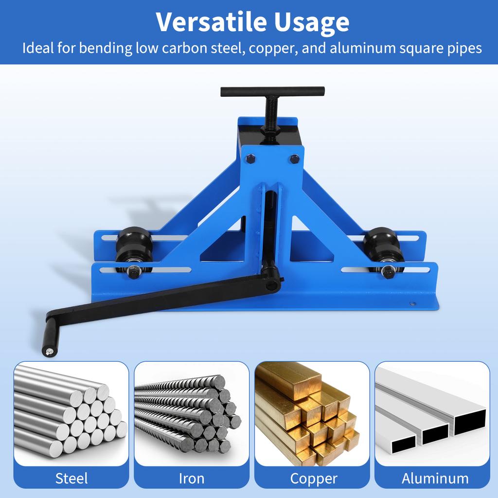 Tube Roller Bender for Mild Steel Copper Aluminum Manual Heavy Duty Metal Bending Machine Square Round Pipe Bender 150mm Vertica