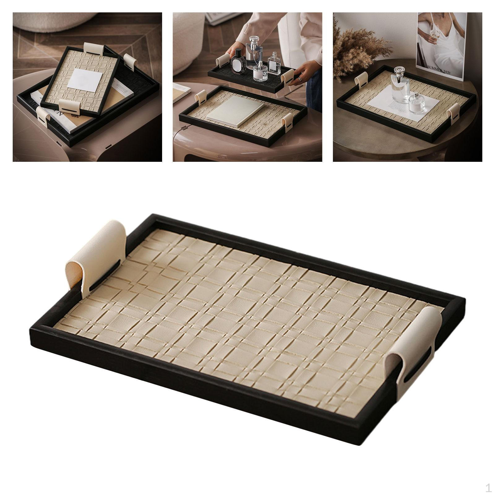 

Jewelry Storage Tray Cosmetic Sundries Plate Decorative Versatile Necklace Display Dessert Serving 30cmx20cmx2cm beige