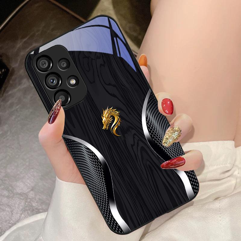 Gehärtetes Glas Handyhülle Für Samsung Galaxy S10 4G S20 11E 30 S21 21Fe 22 Pro S23 Ultra 5G S8 S9 Plus Holzmaserung Drache