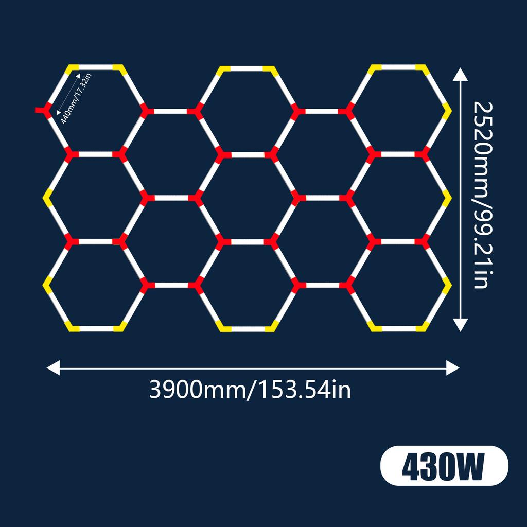 Hexagon LED Car Garage Light with Border 6500k Ceiling Light for Car Detailing Garage Workshop Gym Supermarket Barber Store Free