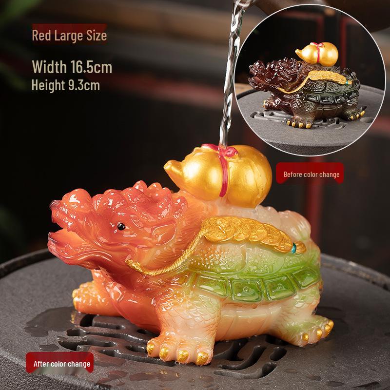 

Дзен Чайный Набор с Меняющей Цвет Фигуркой Черепахи-Дракона для Чайных Церемоний - Декоративный Чайный Питомец для Привлечения Богатства