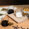 Transparent Glass Espresso Measuring Cup Wooden Handle Double Spout Practical Milk Coffee Accessory for Home
