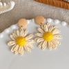 Cute Handmade Woven Sunflower Clip Earrings Raffia Flower Ear Clip for Women Beach Vacation Jewelry Gift Accessories Gifts