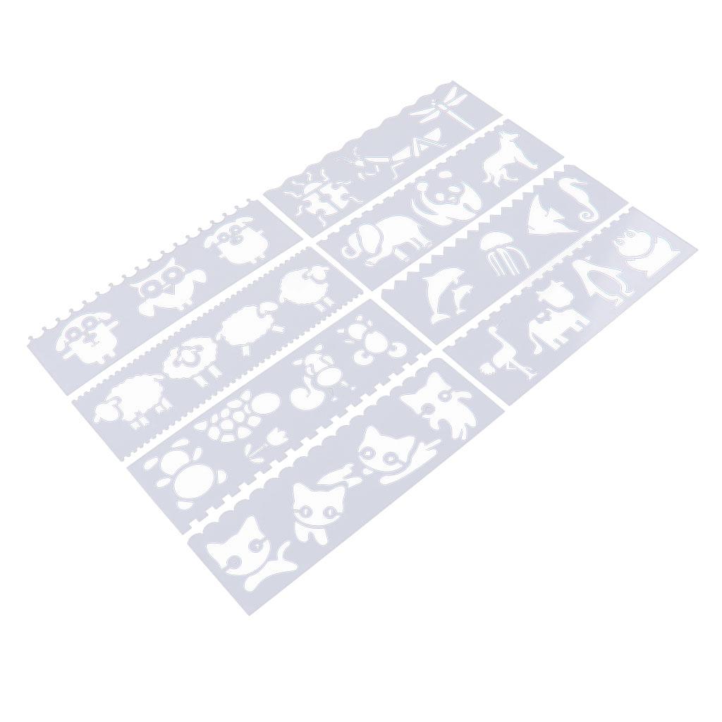 8 Style Journal Drawing Template Stencils Set Scrapbooking DIY Card Flowers