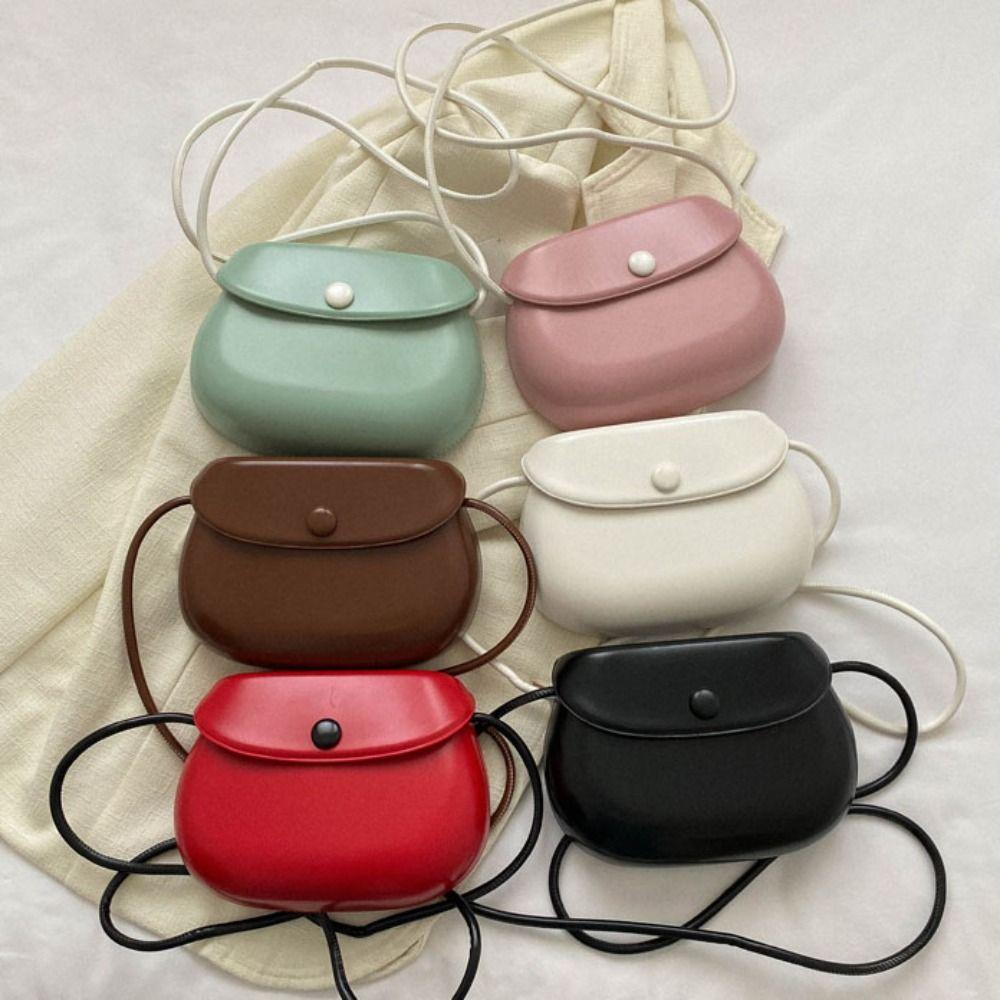 PU Leather Candy Color Shell Bag Korean Style Versatile Saddle Bag Flap Crossbody Bags  Girls