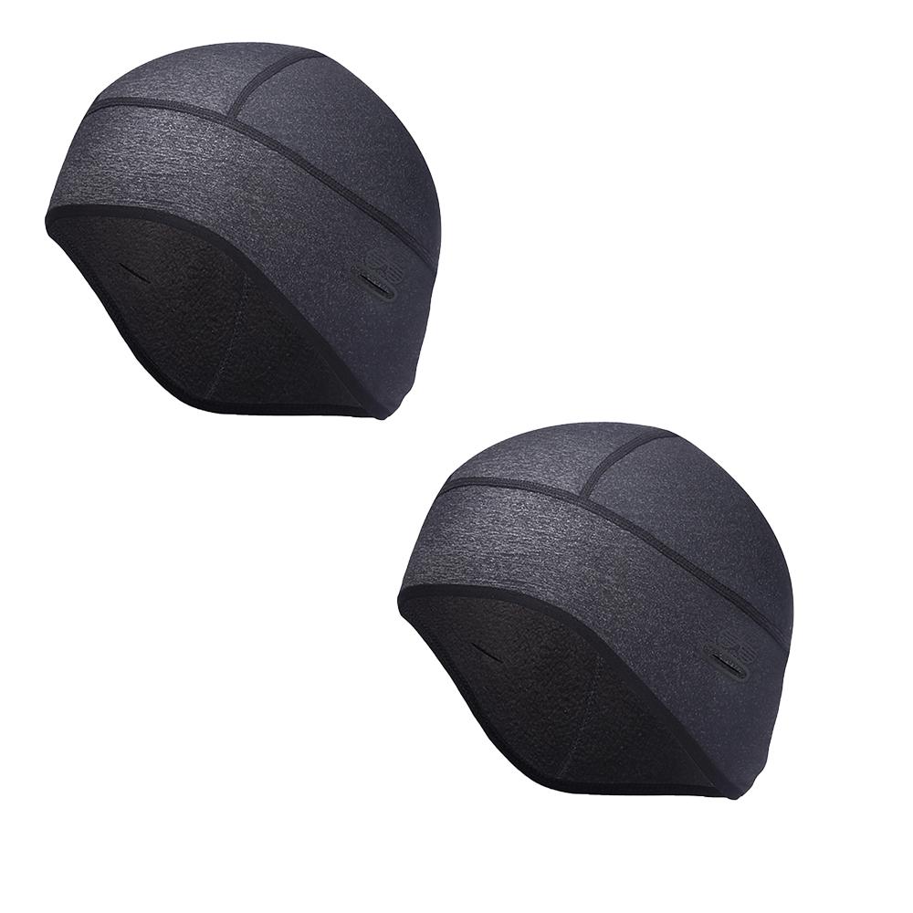 

2 Pcs With Glasses Holes Helmet Liner Hat Windproof Single Sided Fleece Cycling Beanie Thermal Helmet Liner Cap сірий