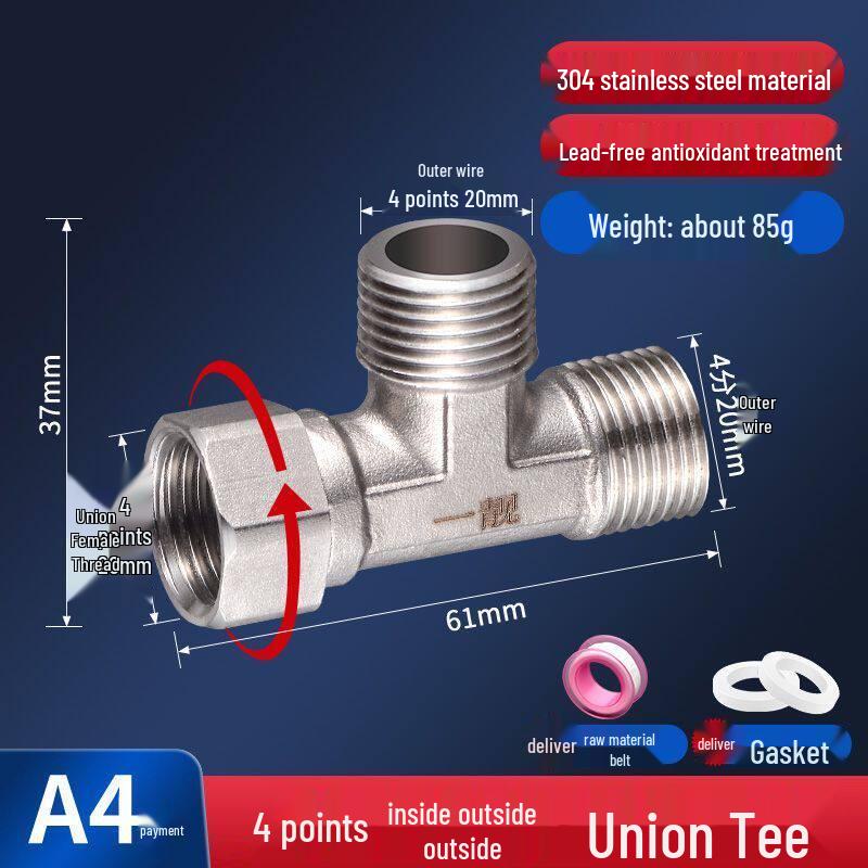 

Chunhe 304 Stainless Steel 1/2-inch Live Joint Tee Connector