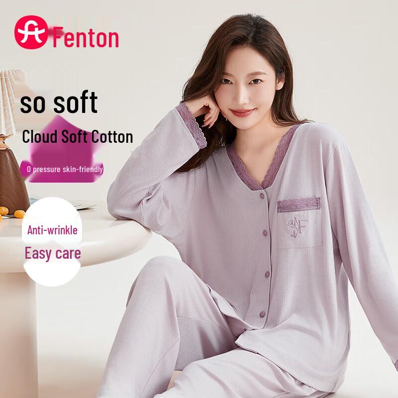 Women s Cloud-Soft V-Neck Lace Pajama Set W_XL