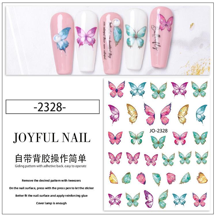 Butterfly Nail Stickers Colorful Butterflies Self Adhesive Transfer Sliders Wraps Manicures Foils DIY Decorations,Nail Art Tool