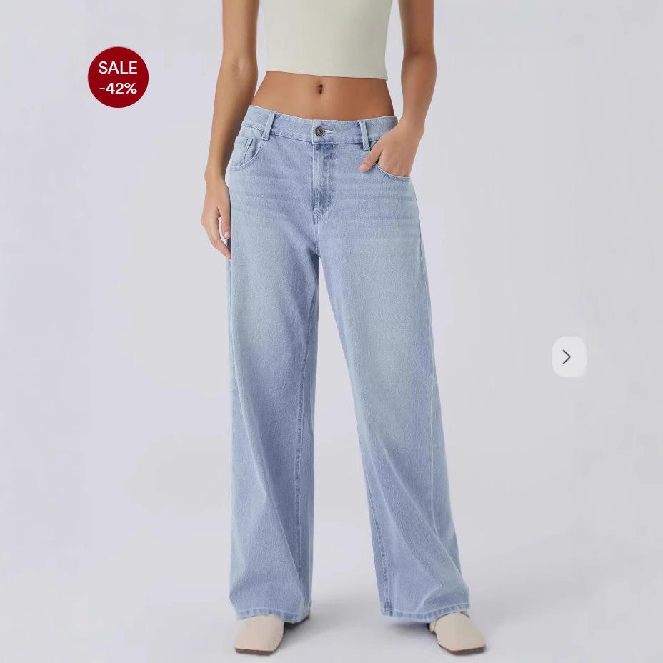 Retro gewaschene Mehrprozess-Jeans für Damen mit weitem Bein - Lockerer Schnitt