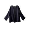 Loose Cotton and Linen Round Neck Long-sleeved T-shirt Spring and Summer New Light Medium and Long Pullover