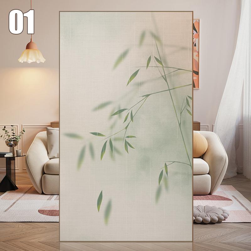 

Plum Blossom Bamboo Privacy Window Film Static Cling Glass Sticker Chinese Style Glass Door Window Decor Films Home Decoration (as the picture,40x60cm)