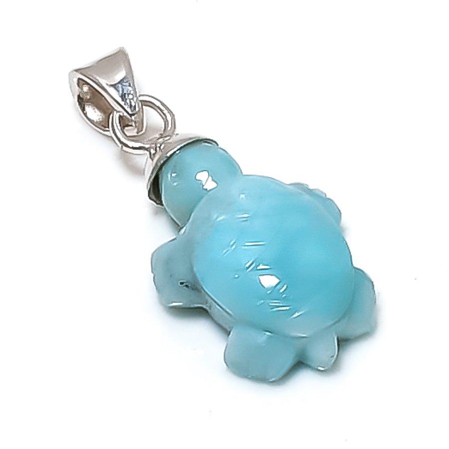 

Natural Larimar Gemstone Handmade 925 Sterling Silver Jewelry Pendant 1.26 l8J94