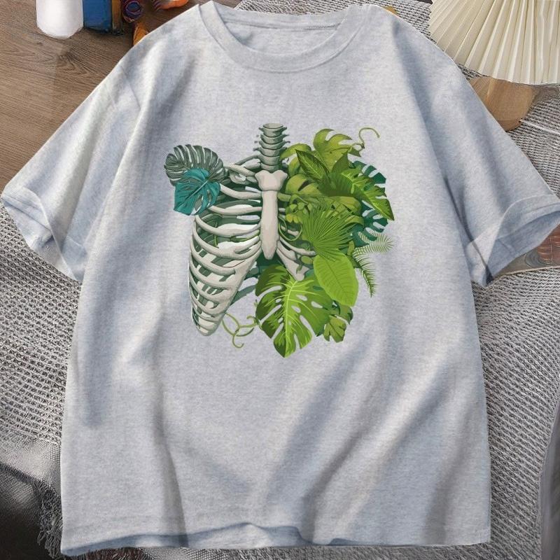 Skeleton Plant Body Tshirt Women Unisex Funny Plant Lover T Shirt Plant Mom Tee Funny Graphic T Shirts Cotton Short Sleeve Clothes