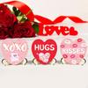 3Pcs Valentine's Day Heart Sign Tabletop Ornaments Gift Wood Love Signs Valentines