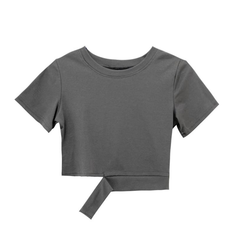 

Женская футболка Женский короткий рукав Короткая прозрачная с открытой талией Круглый вырез One Size