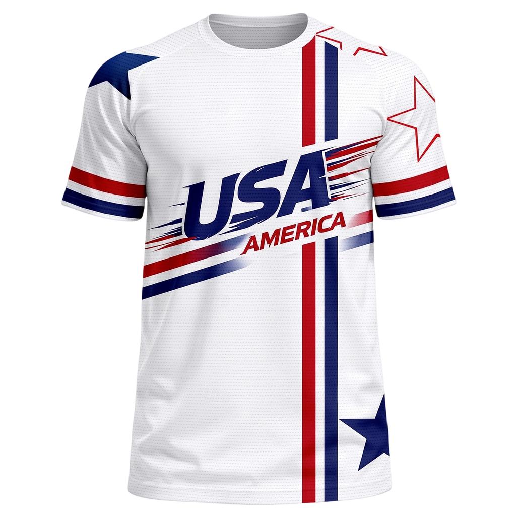 Men's Casual Crew Neck Lightweight Breathable Short Sleeve T Shirt with USA America Letter Print and Star Pattern for Everyday Wear