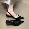 Spring and Summer French Pointed Head Temperament High Heels Thin Heel Shallow Mouth Bag Head Sandals Retro Commuting Empty Single Shoes