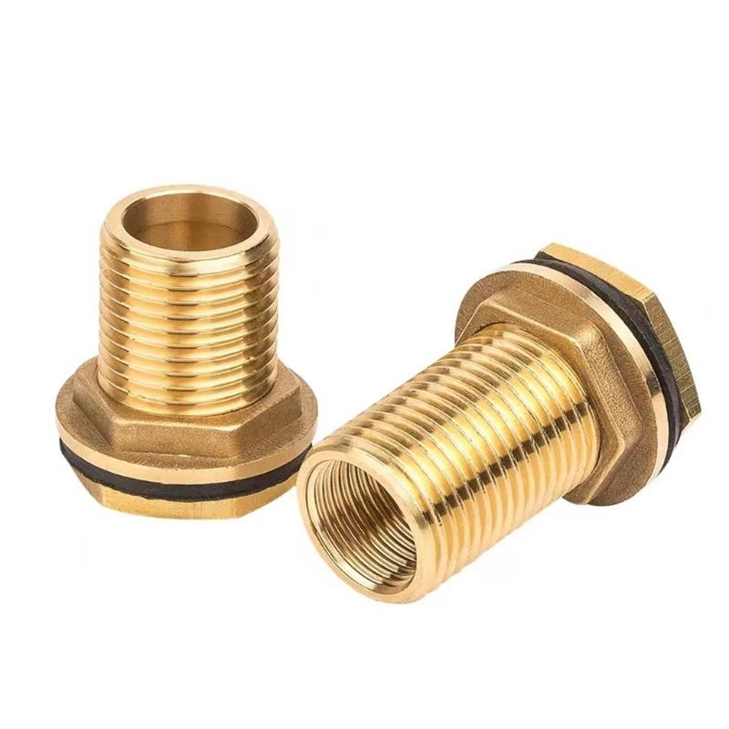 1/2 Stück Messing Gewindeverbindungsstücke Mit Gummidichtungen G3/8" x G1/2" Für Regentonnen Tanks Und Behälterinstallationen