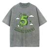 Women's T-Shirt Summer Digital Five Print Oversized Washed Neutral Short Sleeve Casual Trend Funny Top