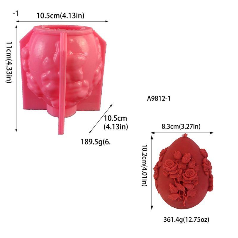 M-Modern-Easter Day Gift Egg Candle Making Silicone Mold Festival Embossed Eggs Resin Epoxy Mould Carved Rose Soap Tool