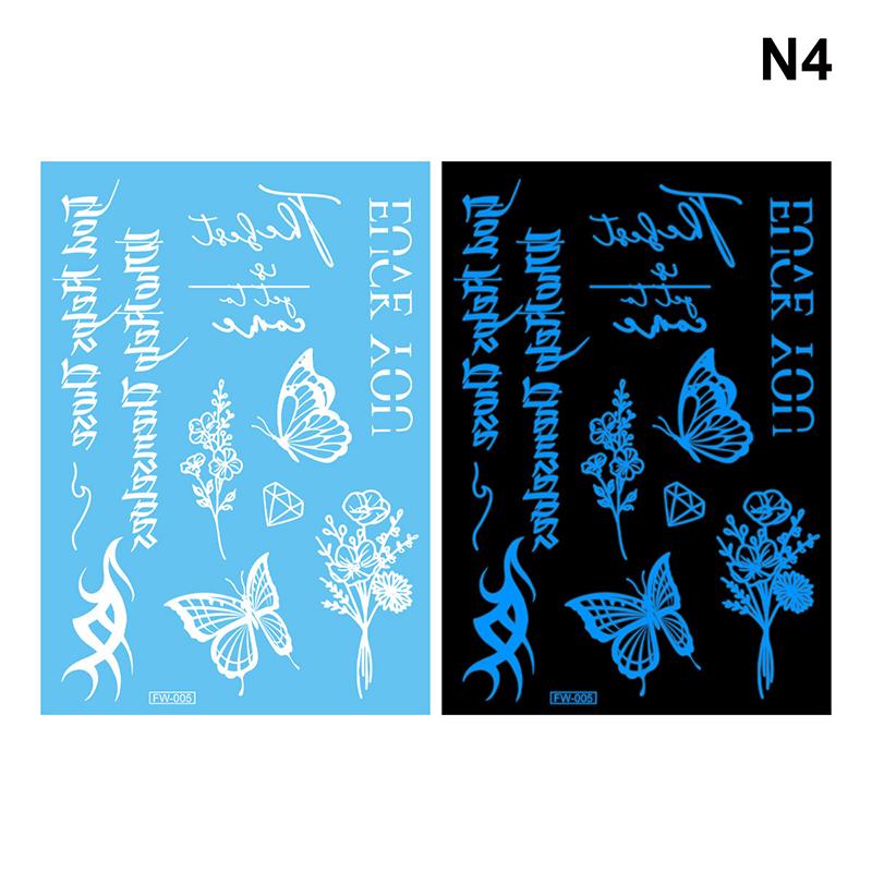 

Светящиеся синие наклейки-татуировки с бабочками, водонепроницаемые поддельные татуировки с цветами для боди-арта, красивые татуировки на ключице для детей и женщин N4