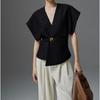 Chic Waist-Cinching Asymmetrical Sleeveless Suit Vest for Women