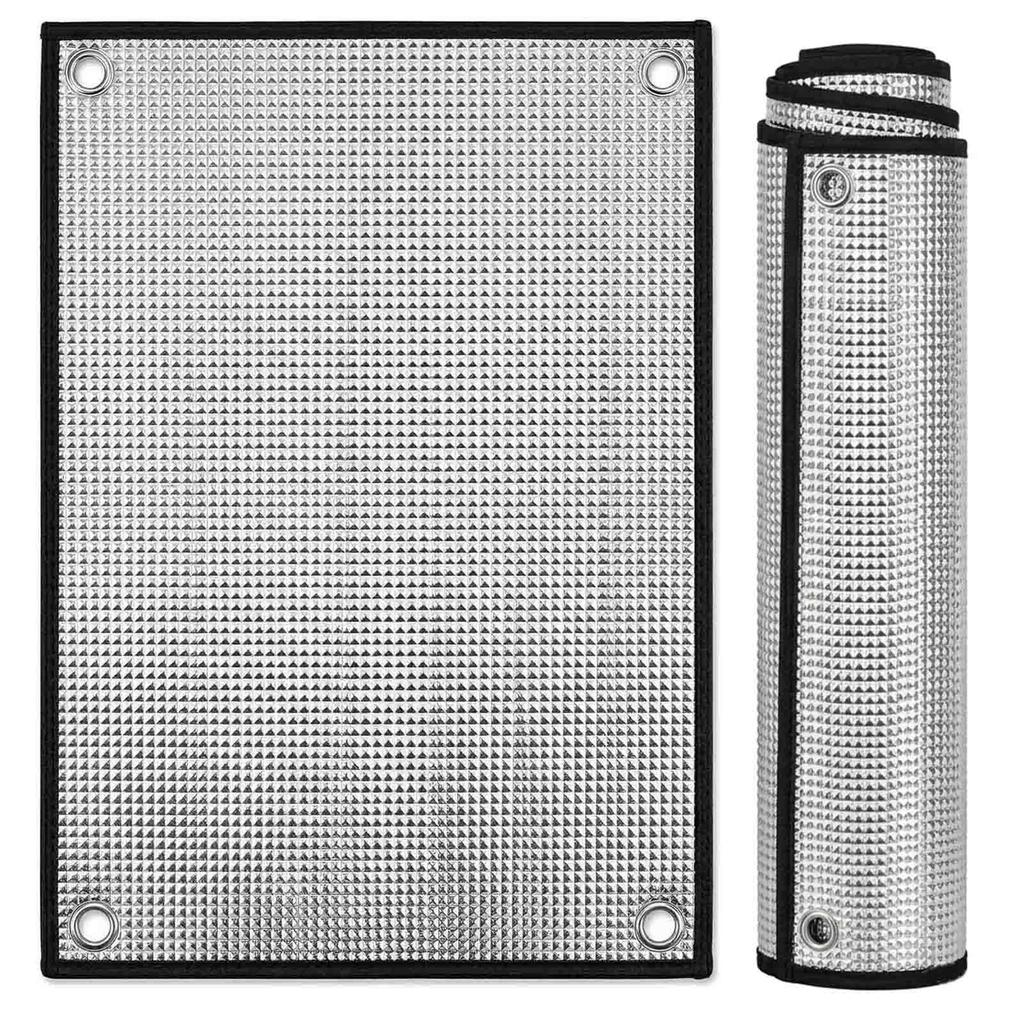 Thickened Reflective Insulation Mat with Reinforced Edges and Metal Eyelets for Secure Attachment Includes Suction Cups for Versatile Use