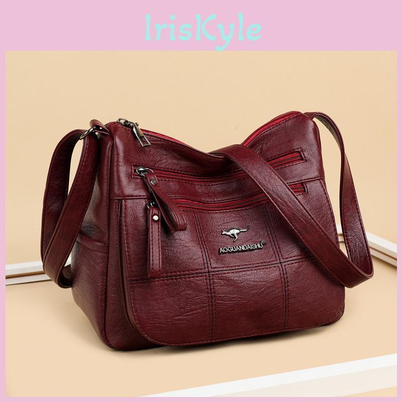 Elderly Middle Aged Bag Womens New Fashionable Shoulder Bag Retro Style Soft Leather Mom Bag Casual Shopping Lightweight Crossbody Bag