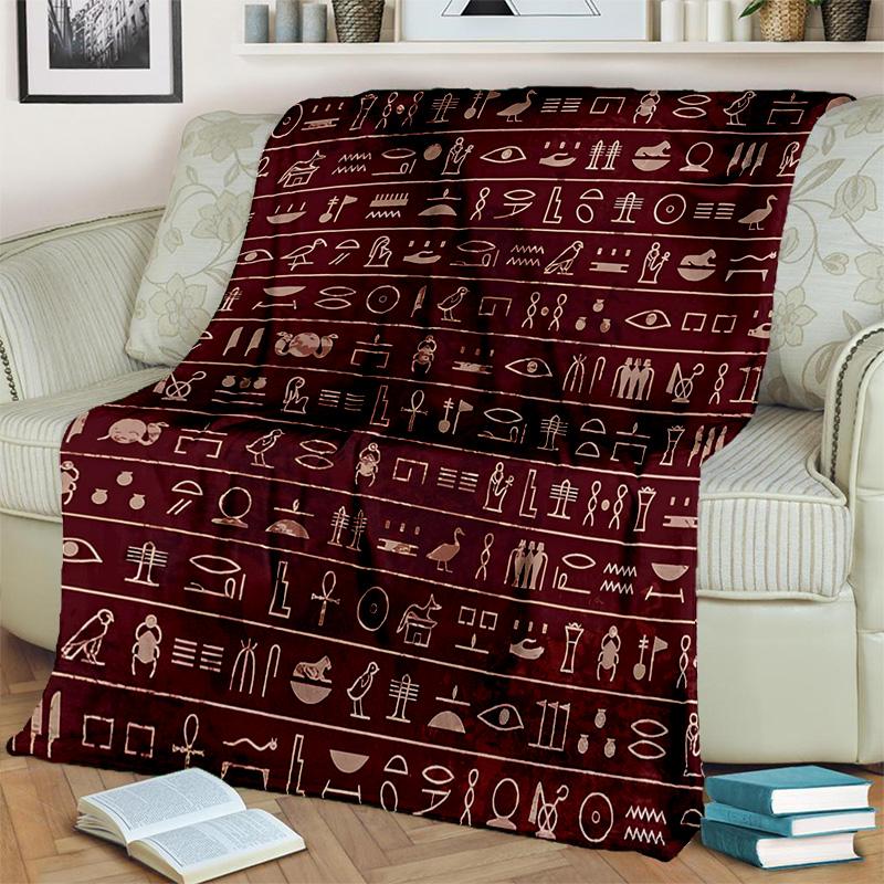 3D Egyptian Pharaoh Hieroglyphics Symbol Blanket,Soft Throw Blanket for Home Bedroom Bed Sofa Picnic Travel Office Cover Blanket