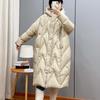 2026 Winter Korean Loose Hooded Thickened White Down Medium and Long Down Jacket Casual Comfortable Coats  Zipper Warm Clothing