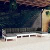 Vidaxl 7-Cz. Garden Lounge Set, With Cushions, White, Pine
