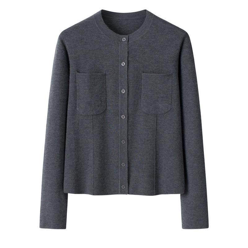 100% Pure Cashmere Thickened Crew Neck Single-Breasted Cardigan—Casual Autumn/Winter Fashion Sweater