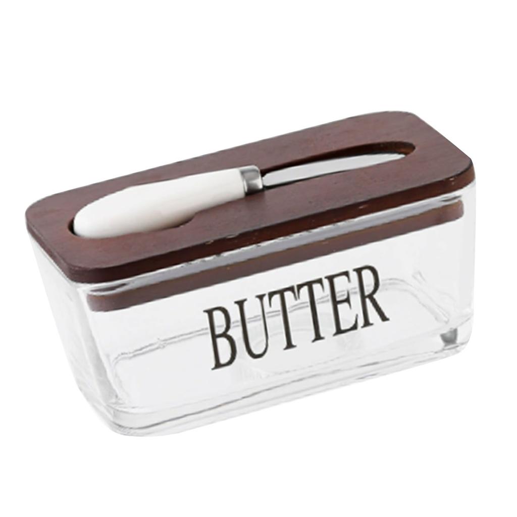 tight Dish with Lid and Cutter 500ml Glass Holder Tray for Countertop and Refrigerator