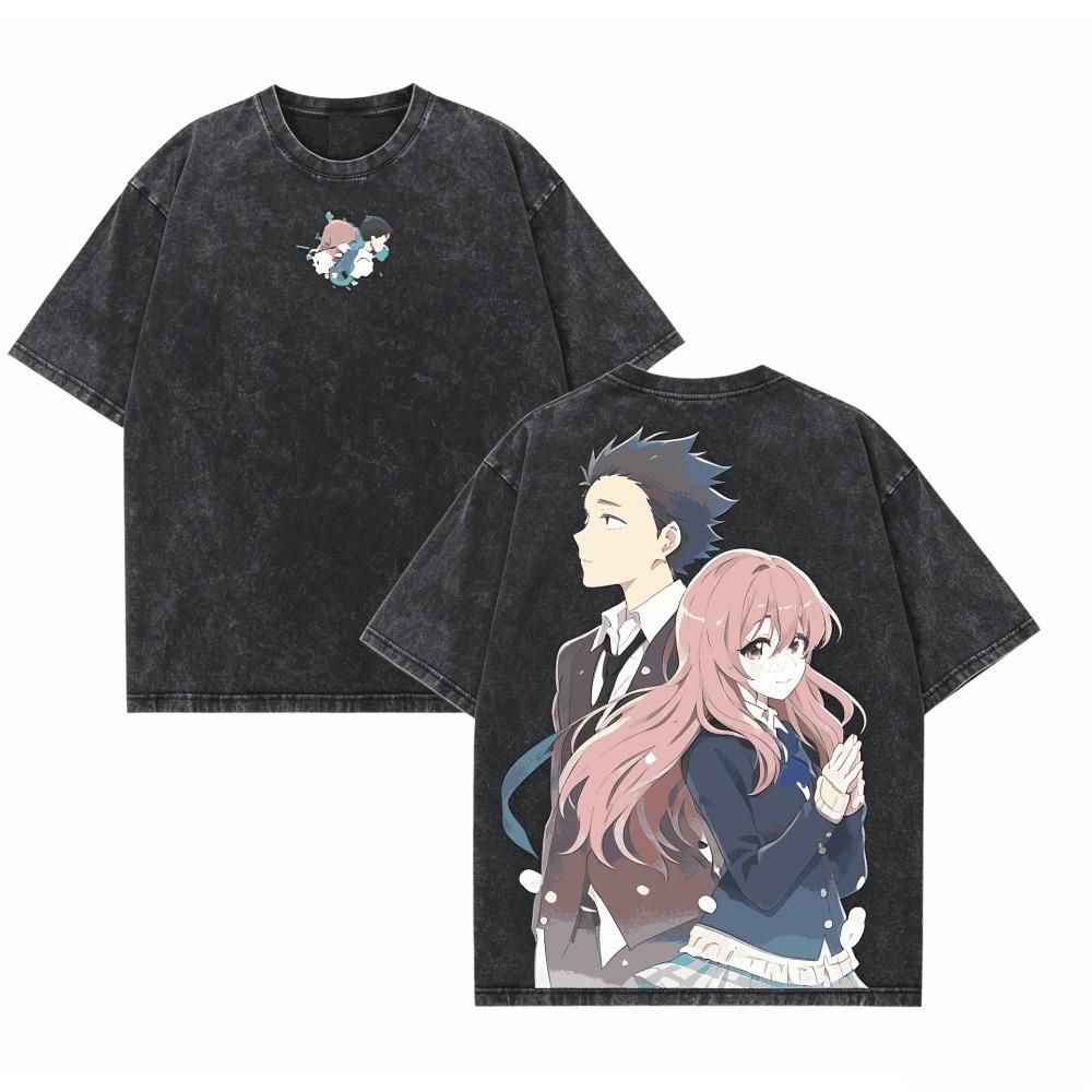A Silent Voice Washed T Shirt 2026 New Model Personality Clothes Shirt Year Round Clothing Vintage Retro Fashion Vintage Couples