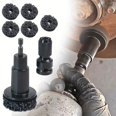 Wheel Hub Rust Removal Tool Wheel Hub Axle Brake Disc Grinding Head - Hardened Plastic Model - Wheel Hub Rust Removal Tool + 5 Grinding Heads