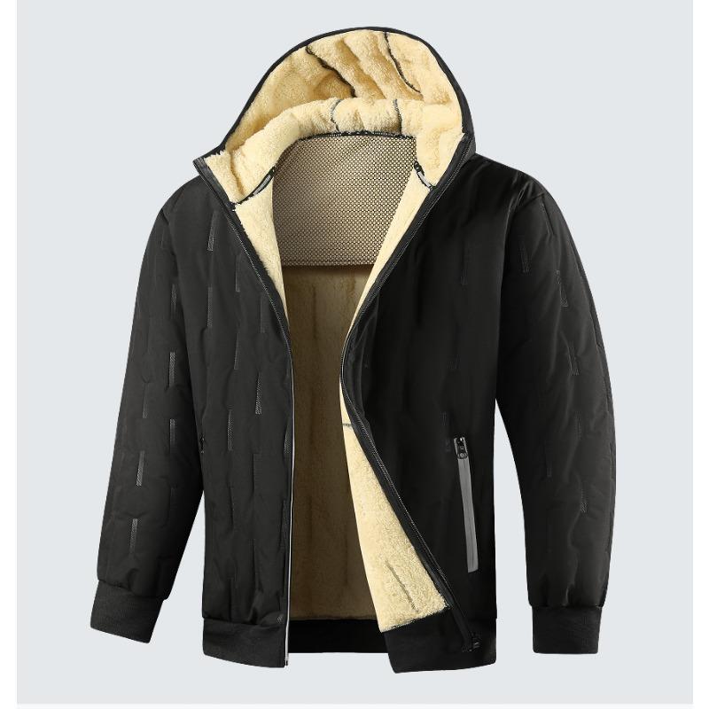 

Lamb Velvet Hooded Steel-printed Cotton Jacket Men s Middle-aged Winter Plus Velvet Thickened Warm Cotton Jacket High Quality Practical Daily Use XS чёрный