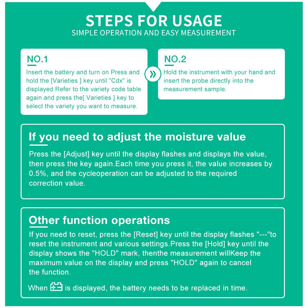 LCD Display Forage Moisture Tester Handheld Hay Moisture Meter Hay Straw Pasture Humidity Tester 0-80% Water Content Detector