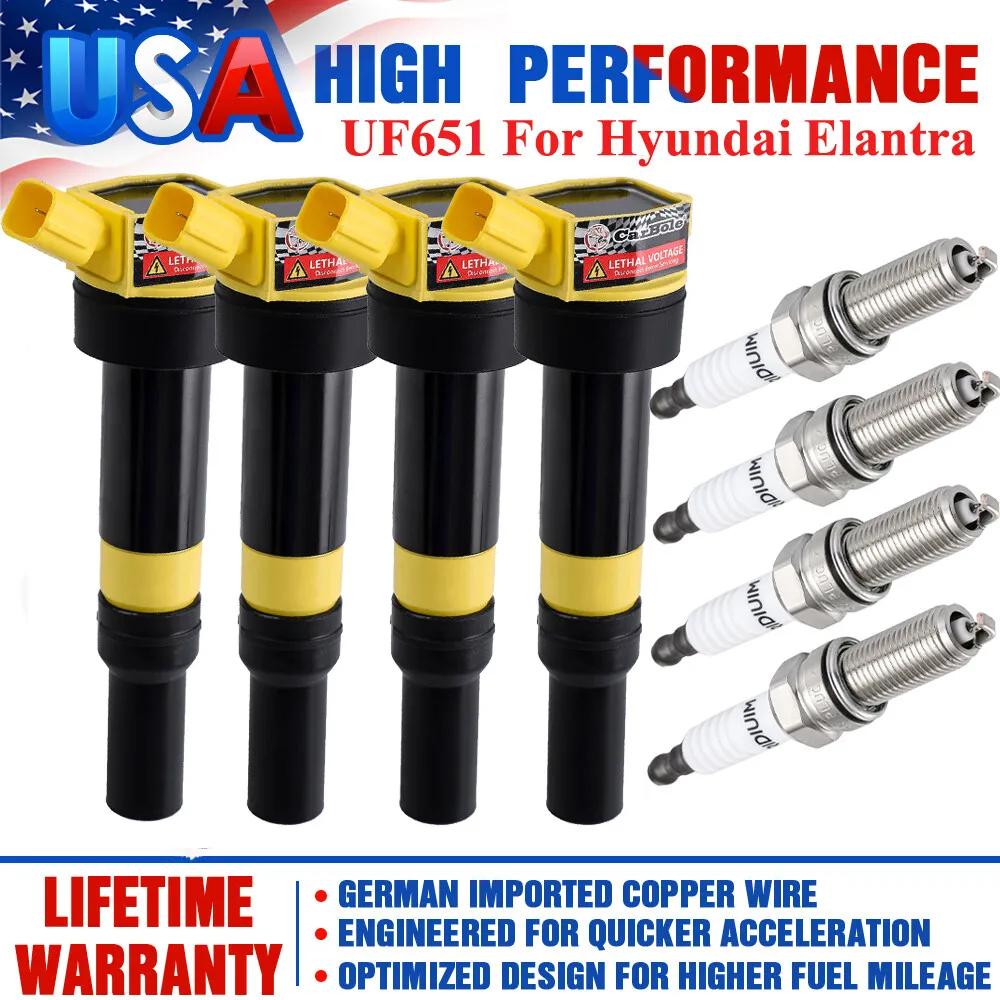 Carbole 4 Ignition Coil And Platinum Spark Plug for Kia Soul Forte Hyundai Elantra UF651 10202234