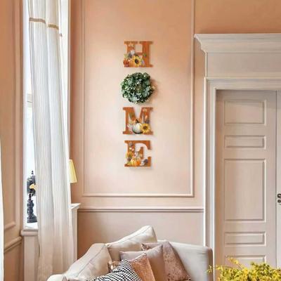 Wall Home Sign with Artificial Eucalyptus Wreath Rustic Wooden Home Letters Decorative Wall Art for Living Room Kitchen Entryway Farmhouse Decor